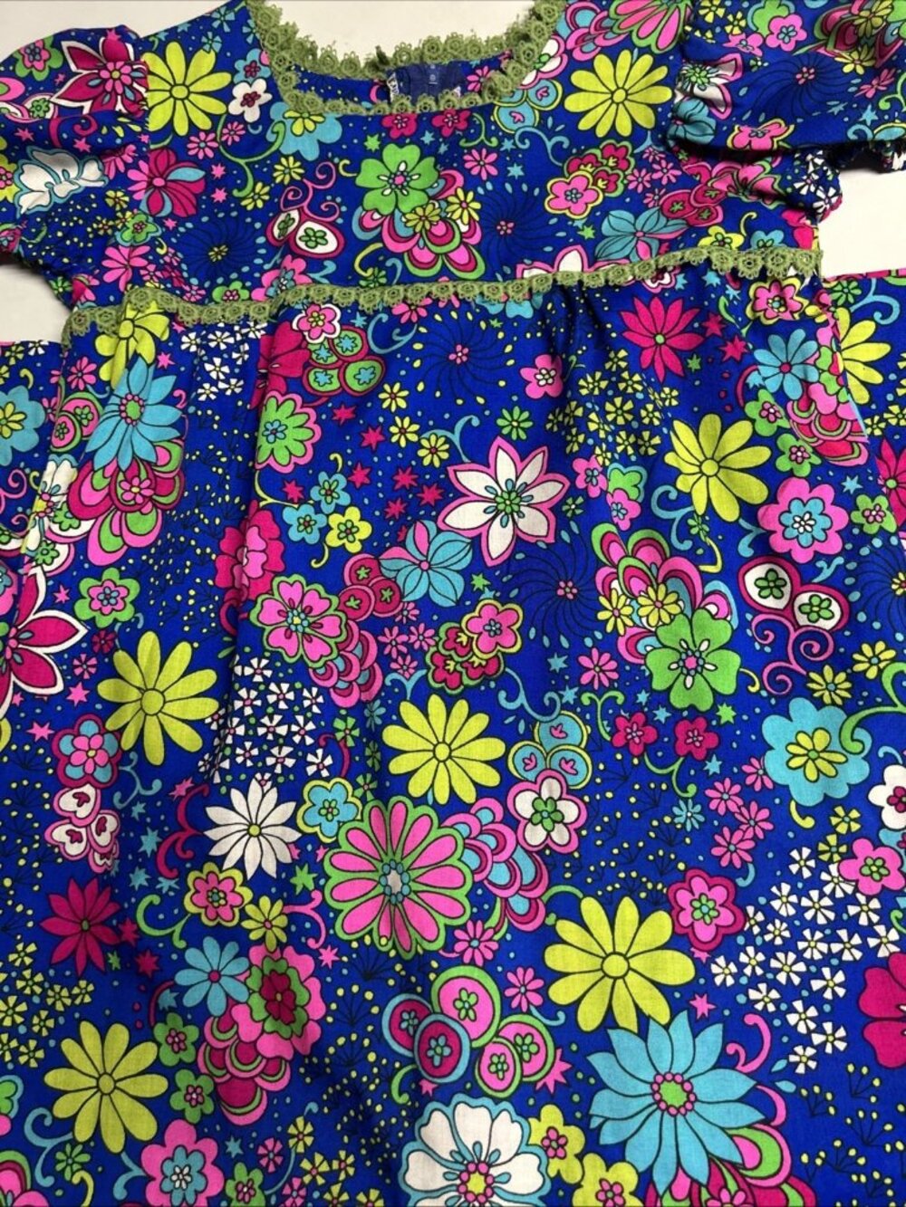 Pacific Isle Creations Of Hawaii Vintage Dress Blue Multicolor Flowers